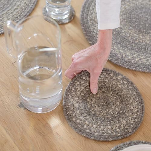 Homespice Grey Cloud Braided Trivets Ideal as Hot Pads, Round 8" Set of 3