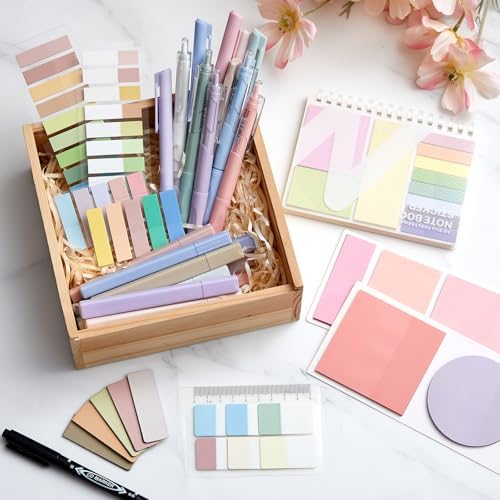 Jutom 41 Pcs Aesthetic Book Annotation Kit with Pencil Bag Bible Journaling Kit Notebook Sticky Note Tab Highlighter Black Ink Pen Page Marker School Office Supplies Bible Lover Gift (Black)