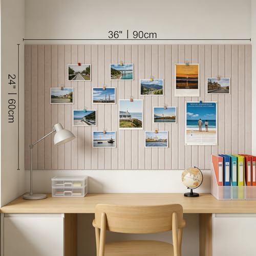 Large Felt Bulletin Board with Self-Adhesive | 6 Pack 36"x24" Cork Board Alternative | Notice Boards with 35 Pushpins, Secure and Easy to Install, Home Office Decor Classroom Decor - Oatmeal