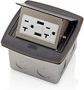 Leviton Pop-Up Floor Box with Dual Type A, 3.6 USB Charger, 20 Amp Outlet, PFUS2-BZ, Bronze