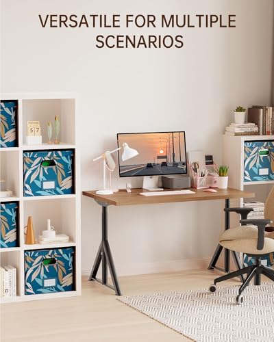 Oterri File Organizer with Lid, File Box, File Cabinet for Letter File Folder Storage, Hanging File Organizer for Office/Decor/Home,Document Organizer, 1 Pack,Leaf Blue-Box Only