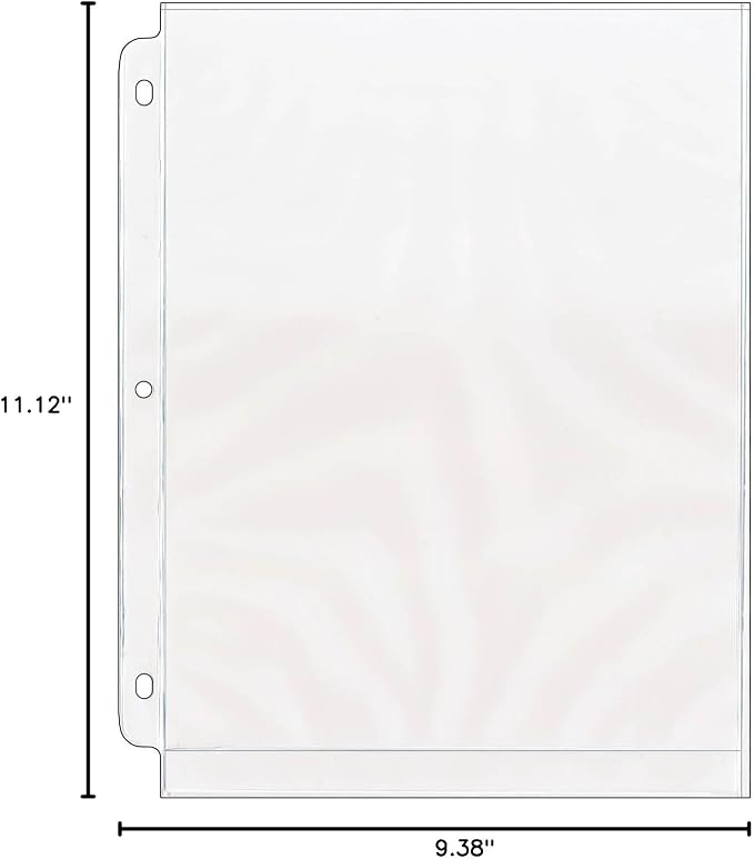 StoreSMART - Photo Page for 3-Ring Binders - Archival-Safe Plastic - One 8" x 10" Pocket - Holds Two Photos - 50 Pack - CF38B-50