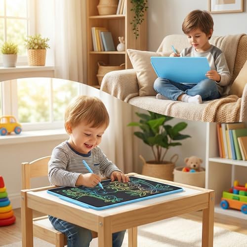 16 Inch LCD Writing Tablet for Kids 2 Pack, Large Drawing Board Doodle Pad, Colorful Screen Erasable Sketch Tablet, Travel Toys and Reusable Learning Gift for Boys Girls (Blue)