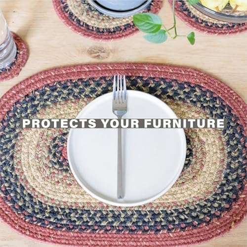 Homespice Highland Braided Placemats for Cabin Decor, Oval 13x19 Set of 6