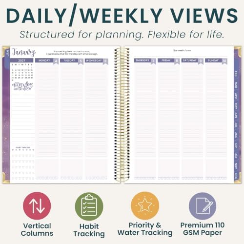 bloom daily planners 2027 Hardcover Goal & Vision Planner (January - December 2027) - Monthly & Weekly Calendar Year Agenda Organizer - 7.5" x 9" - Good Things Are Coming