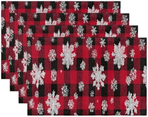 Placemats Set of 4 Washable Linen Place Mats Cloth Table Mats 12x18 Inch