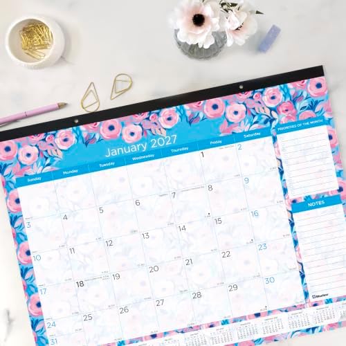 Blueline® 2027 Colorful Monthly Desk Pad Calendar, 12 Months, January to December, 22" x 17", Floral (C194128)