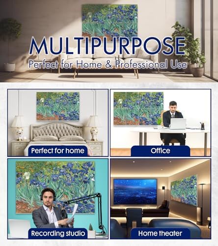 PINWELIFE® Masterpiece Acoustic Art Panels, 8-Pack 12"×16" Sound Absorbing Panels, Decorative Acoustic Wall Art, Noise and Echo Cancelling for Home Studio/Office, Nano Tape Included