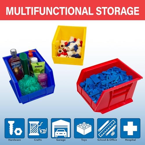 Akro-Mils 30239 AkroBins Plastic Storage Bins, 11"x8"x7", Stone, 6-Pack