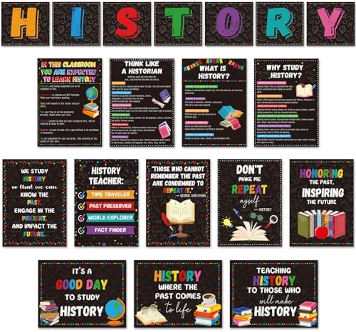 Funrous 19 Pcs History Posters History Classroom Decoration, Classic