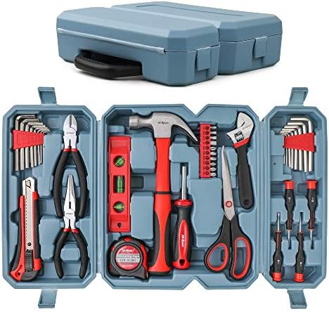 Hi-Spec Home Tool Kit in a Portable Toolbox Case Office and College Set