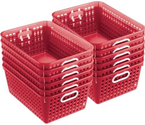 Really Good Stuff Large Plastic Book Baskets, 13.25" by 10" by 5.5"-12-Pack