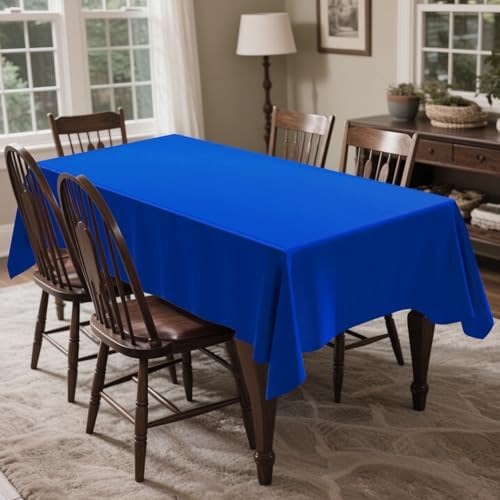CXPSINC 54 Inch X 300 Feet Plastic Table Cover Roll Disposable Tablecloth with Slide Cutter for All Type/Shape Tables | Party, Banquet, Birthdays, Weddings(Blue, 300 Feet)