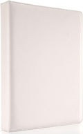 KINGFOM A4 Faux Leather Padfolio Ring Binder Business File Folder Document Holder with Card Holder (3 Ring Binder White)