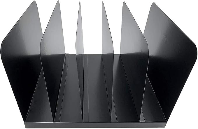 Huron Desktop File Binder Organizer Storage Vertical 5 Slot, Black Commercial Grade Steel