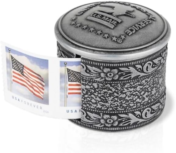 Floral Metal Stamp Coil Dispenser (Holds a Roll of Forever Postage Stamps) Holder