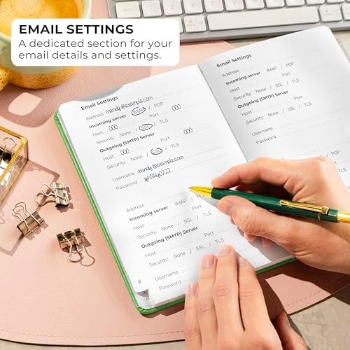 Clever Fox Password Book with Alphabetical Tabs, 5.3"x7.7" Keeper Green