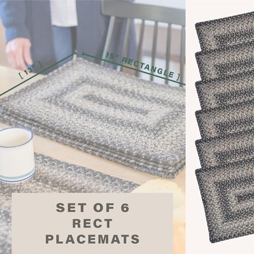 Homespice Flint Hill Jute Braided Placemats, Rect 13x19 Set of 6