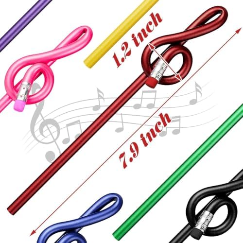Zonon 28 Pack Treble Clef Pencils Music Note Pencils Colorful Wooden Pen for Students Bulk g Clef Pen with Eraser for Artists Kids Students Home Office School Supplies