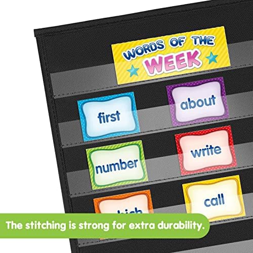 EAMAY Desktop Pocket Chart, Tabletop Teaching Classroom Pocket Charts Double-Side and self-Standing Pocket Chart for Kindergarten, Home Use or Classroom (Black) (Pack of 2)