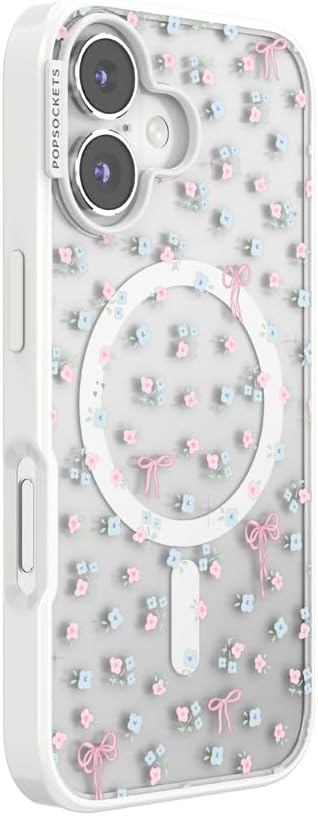 PopSockets iPhone 16 Phone Case with MagSafe, Wireless Charging Compatible, Bow - Bows & Blooms