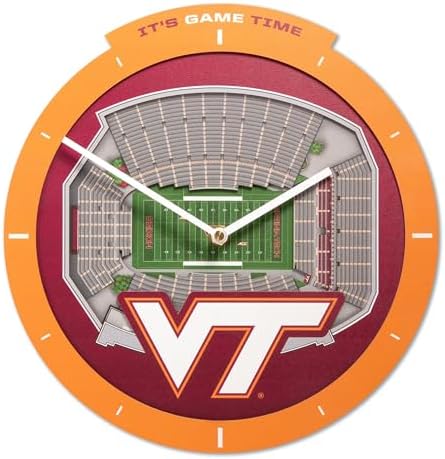 YouTheFan NCAA Virginia Tech Hokies StadiumView 3D Wall Clock