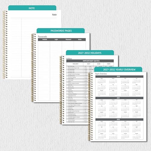 2027-2031 Monthly Planner, 5 Year Monthly Planner/Calendar 2027-2031, 60-Month Jan 2027 – Dec 2031, 9" x 11", Tabs, Double-Side Pocket, Holidays, Thick Paper - Pink