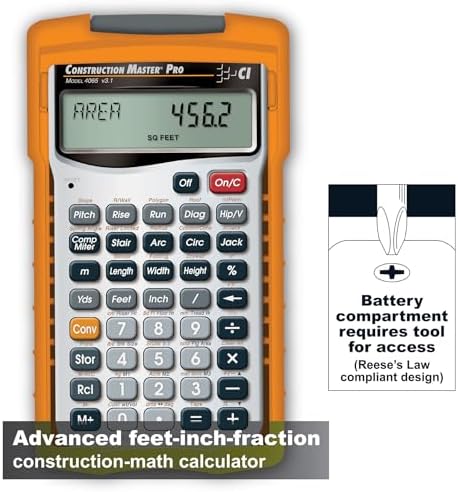 Calculated Industries 4065 Construction Master Pro Advanced Construction Math Feet-inch-Fraction Calculator for Contractors, Estimators, Builders, Framers, Remodelers, Renovators and Carpenters