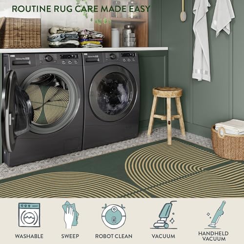 Lahome Rainbow Easy Jute Green Kitchen Runner,2x8 Indoor Outdoor Runner Rug