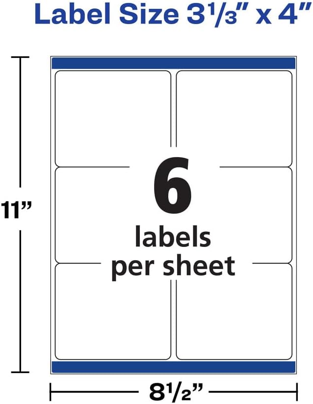 Avery Durable Waterproof Shipping Labels with Sure Feed Technology, 3-1/3" x 4", White, Laser Compatible, 300 Blank Labels per Pack, Great for Mailing, Branding, and More (5-Pack of 5524)