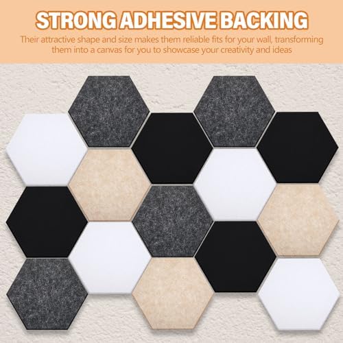 6.7 x 5.9 in 16 Pcs Hexagon Cork Board Tiles, Felt Pin Boards, Classic
