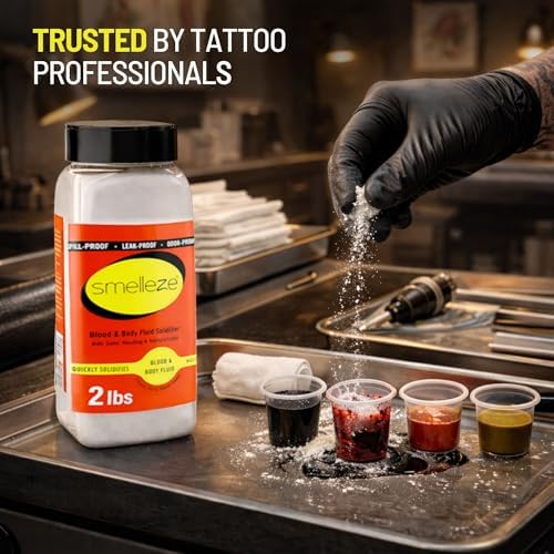 SMELLEZE Vomit Clean Up Powder & Blood Body Fluid Super Absorbent Solidifier Deodorizer: 2 lb. Instantly Absorb & Solidify Urine, Blood & Bio Waste for Medical, Tattoo & Pet Mess Cleanup (Pack of 2)