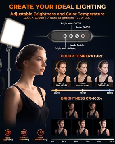 Torjim 12 Inch Video Light Kit for Creators | 30W High Brightness