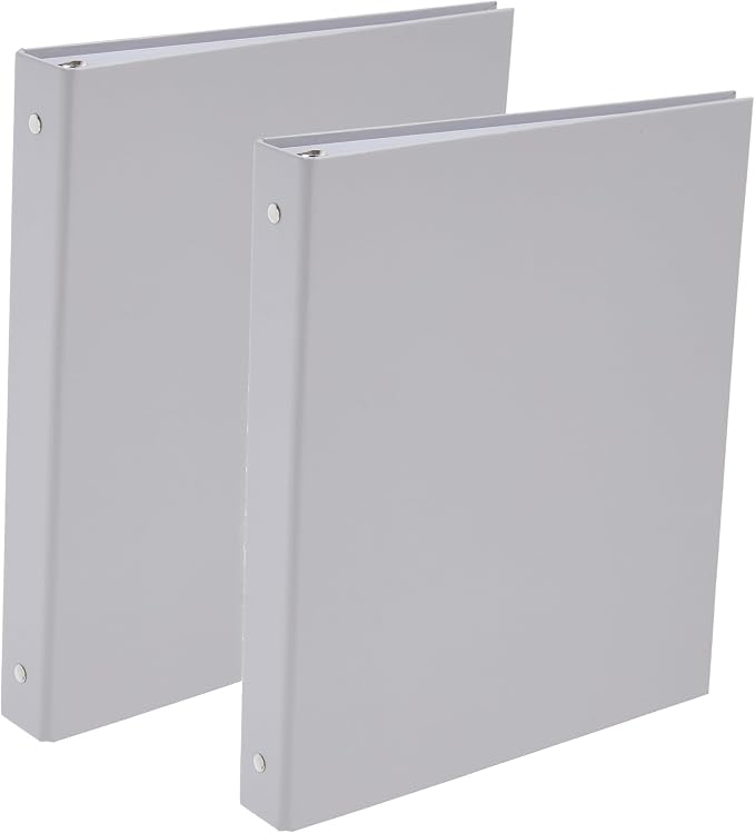 2-Pack, 3-Ring Pocket, Fashionable Color Binder 1-inch, Suitable for Letter Size (11 "x 8.5"), Beautiful and Cute Binder Suitable for School and Office Supplies, Gray Color