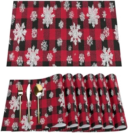 Placemats Set of 6 Washable Linen Place Mats Cloth Table Mats 12x18 Inch
