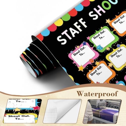 Peel and Stick Wallpaper Wall Decor Self Adhesive Removable Wall Paper Colorful Staff Shout Outs Bulletin Board Decorative Borders Stars Decorative Wall Mural for Bedroom Living Room