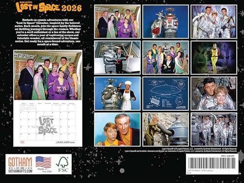 Lost In Space Calendar 2026 Monthly Wall Calender 12 Month | American Made In The USA
