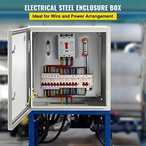 VEVOR NEMA Steel Enclosure, 24 x 24 x 8'' NEMA 4X Steel Electrical Box, IP66 Waterproof & Dustproof, Outdoor/Indoor Electrical Junction Box, with Mounting Plate