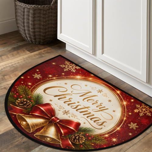 Christmas Half Round Door Mat Welcome Entrance Rug Outdoor Indoor A1