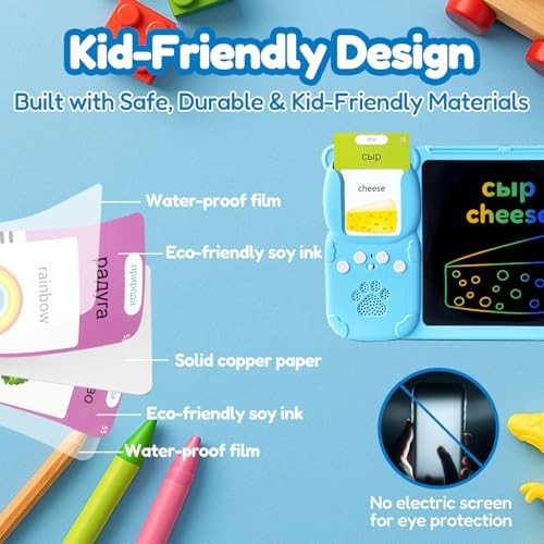 Writing Tablet with Bilingual Flash Cards for Kid, Russian, Blue