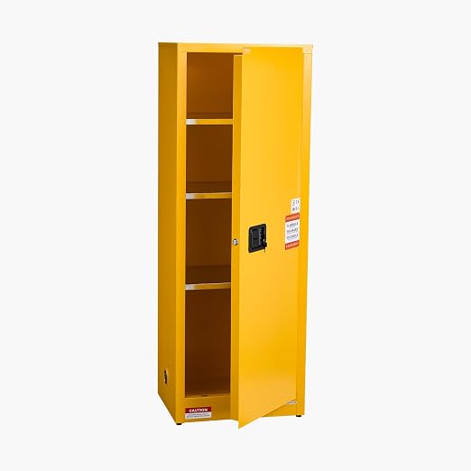 VEVOR Flammable Cabinet 18" x 23" x 65", 23 Gallon Flammable Storage Cabinet with Adjustable Shelf, Cold-Rolled and Galvanized Steel Fire Cabinets, for Commercial Industrial Home Use, Yellow