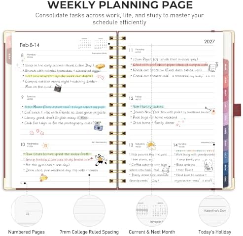 RETTACY 2027 Planner, Weekly and Monthly, A5 Size (5.7" x 8.3")