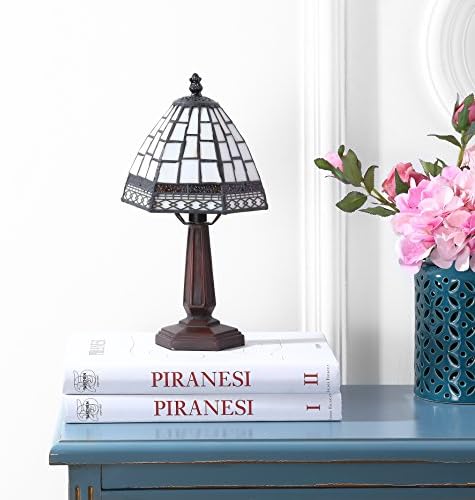 JONATHAN Y Carter Tiffany Style Stained Glass Table Lamp 12", Ivory/Cream