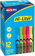 Avery Hi-Liter Desk-Style Highlighters, Smear Safe Ink, Chisel Tip is great for sketch book art, 12 Assorted Colors (98034)