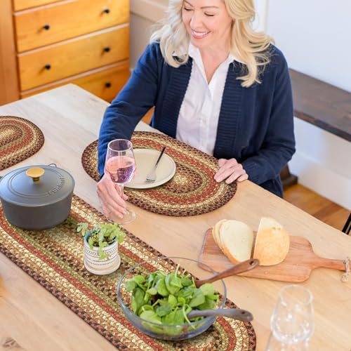 Homespice Gingerbread Jute Braided Table Runner, Oval 8x28 Set of 2