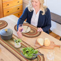 Homespice Gingerbread Jute Braided Table Runner, Oval 8x28 Set of 2