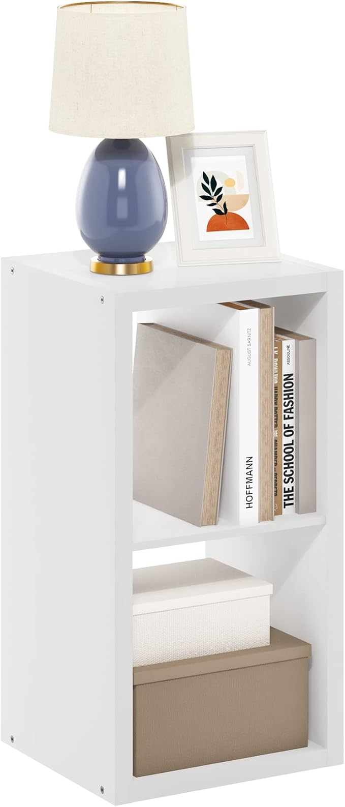 Furinno Cubicle Book Shelf, 2-Cube Bookshelf, Extra Thick Frame Horizontally & Vertically Reversible Bookcase with Open Back, 14.6 x 16 x 30, for Living Room, Bedroom, Home Office, Plain White