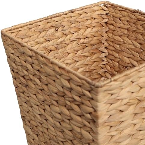 happimess Theo 4.8 Gal 12" Square Wicker Wastebasket, Natural, Set of 2
