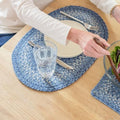 Homespice Denim Braided Placemats for Coastal Decor, Oval 13x19 Set of 6