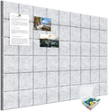 36" x 24" Large Black Cork Board Alternative - 6 Pack Felt Bulletin Board with 30 Push Pins, Felt Wall Tiles Pin Board for Walls Office Home School Decor, Aesthetic Cork Squares, Light Gray
